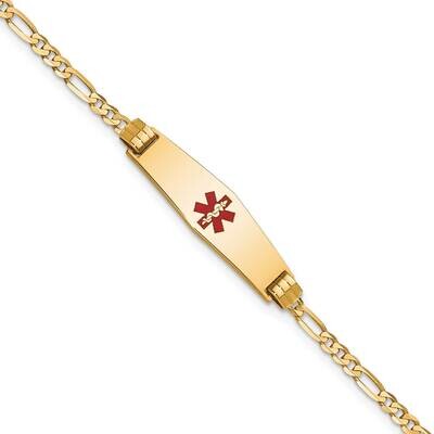 Medical Soft Diamond Shape Red Enamel Figaro Id Bracelet 8 Inch 10k Gold 10XM550CC-8, MPN: 10XM550C…