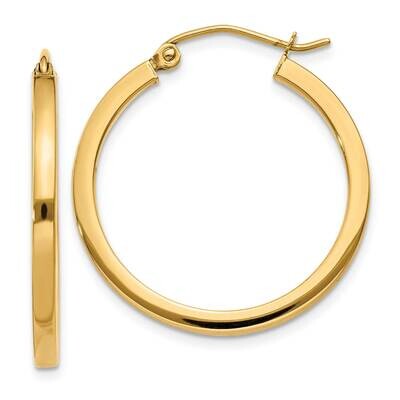 2mm Square Tube Hoop Earrings 10k Gold 10T1077, MPN: 10T1077, 196904097434