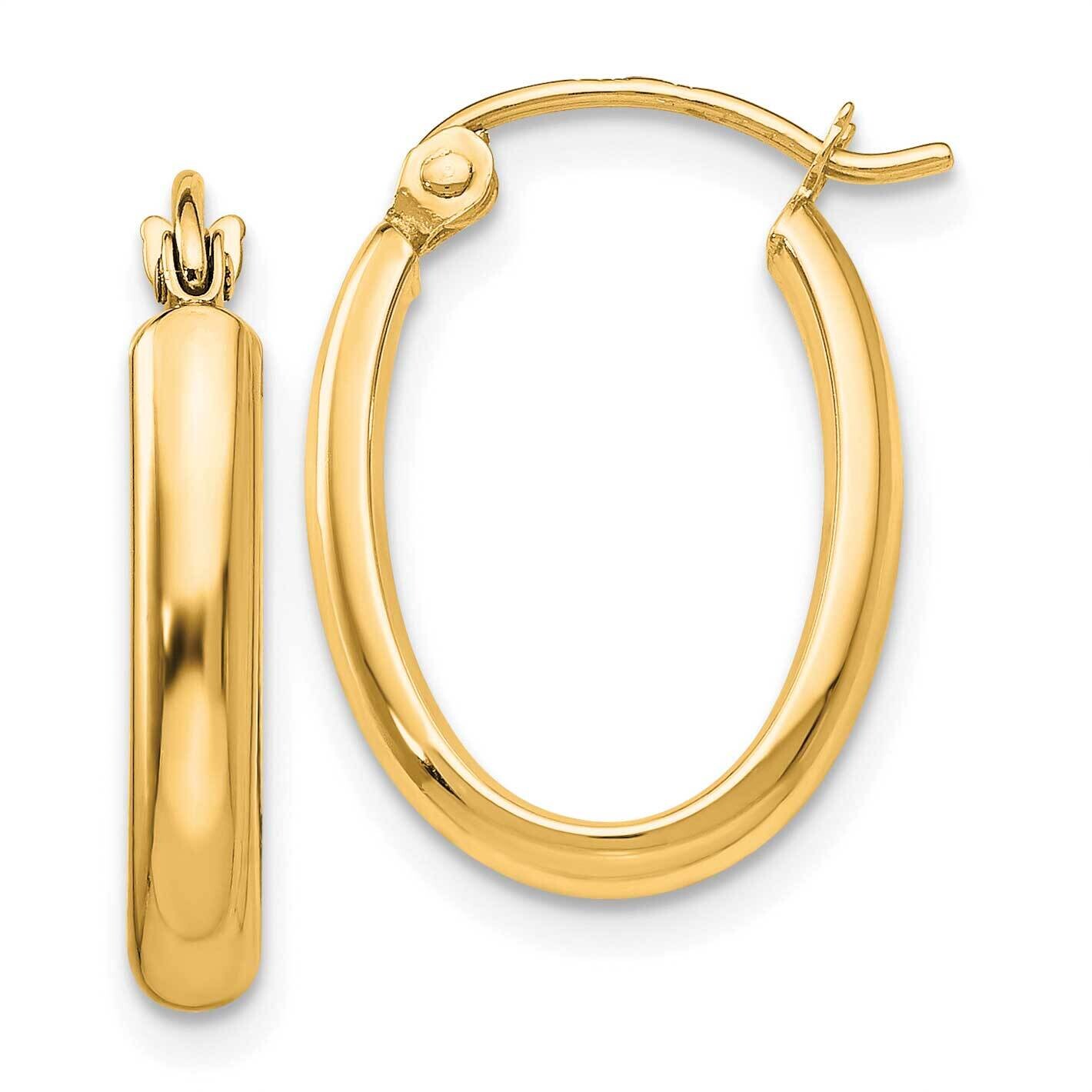 2.75mm Oval Tube Hoop Earrings 10k Polished Gold 10TF113Y, MPN: 10TF113Y,