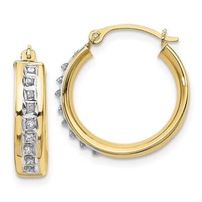 Diamond Fascination Round Hoop Earrings 10k Gold 10DF143, MPN: 10DF143,