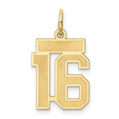 Small Satin Number 16 Charm 10k Gold 10LSS16, MPN: 10LSS16,