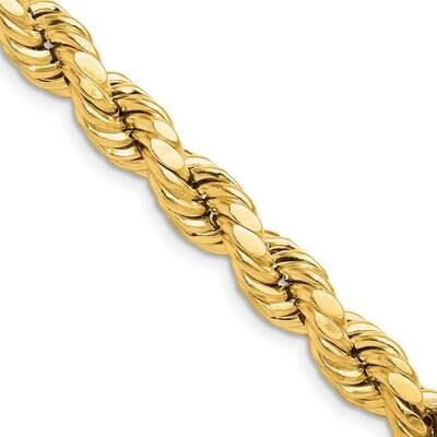 8.0mm Semi-Solid Diamond-Cut Rope Chain 24 Inch 10k Gold 10DH060-24, MPN: 10DH060-24,