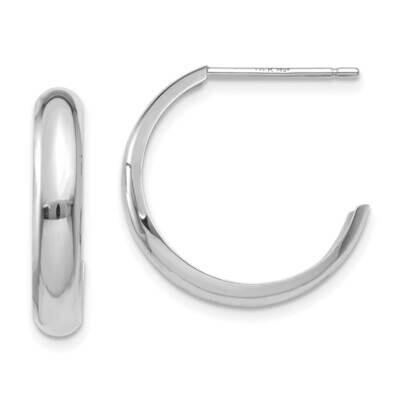 Polished 3.5mm J-Hoop Earrings 10k White Gold 10TM402, MPN: 10TM402,
