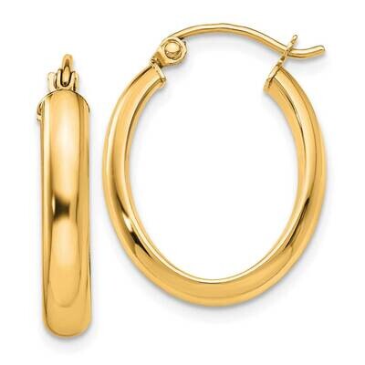 3.75mm Oval Tube Hoop Earrings 10k Polished Gold 10TF116Y, MPN: 10TF116Y,