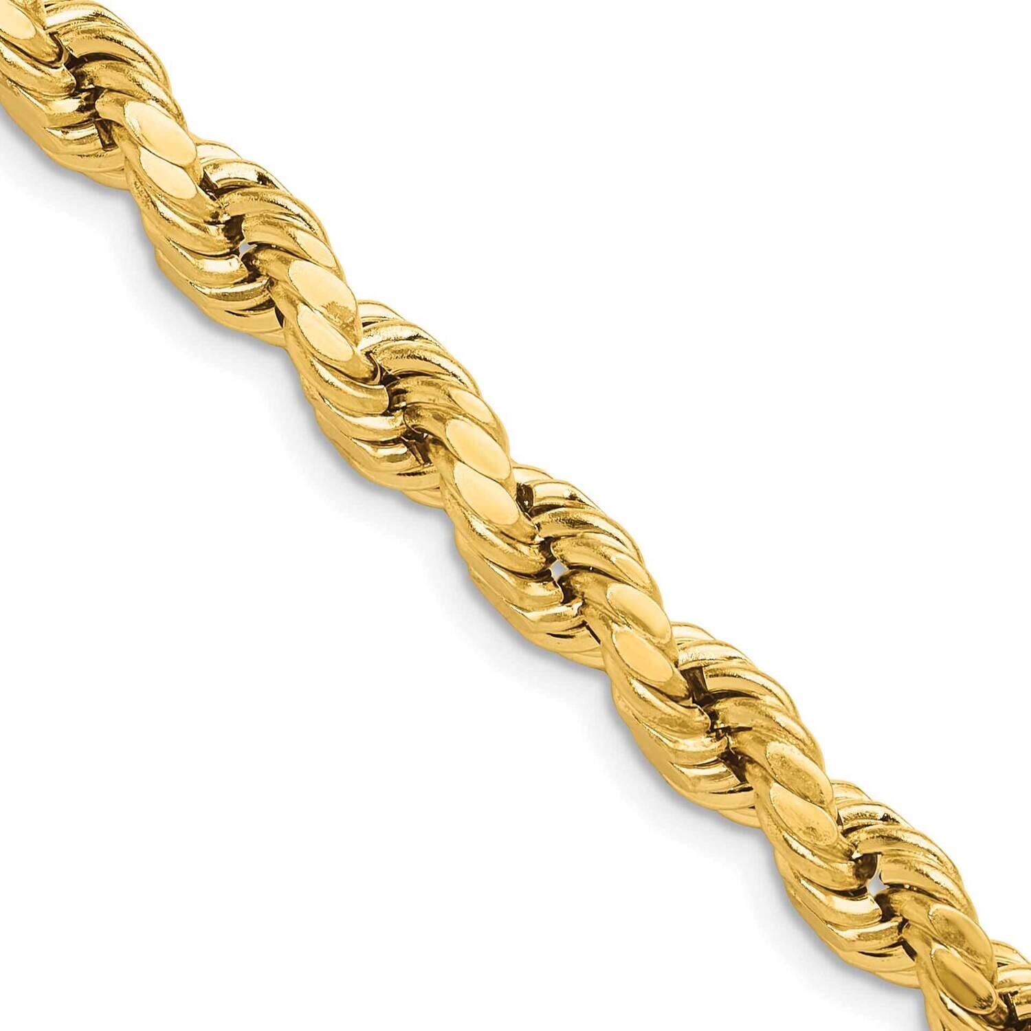 6.5mm Semi-Solid Diamond-Cut Rope Chain 24 Inch 10k Gold 10DH050-24
