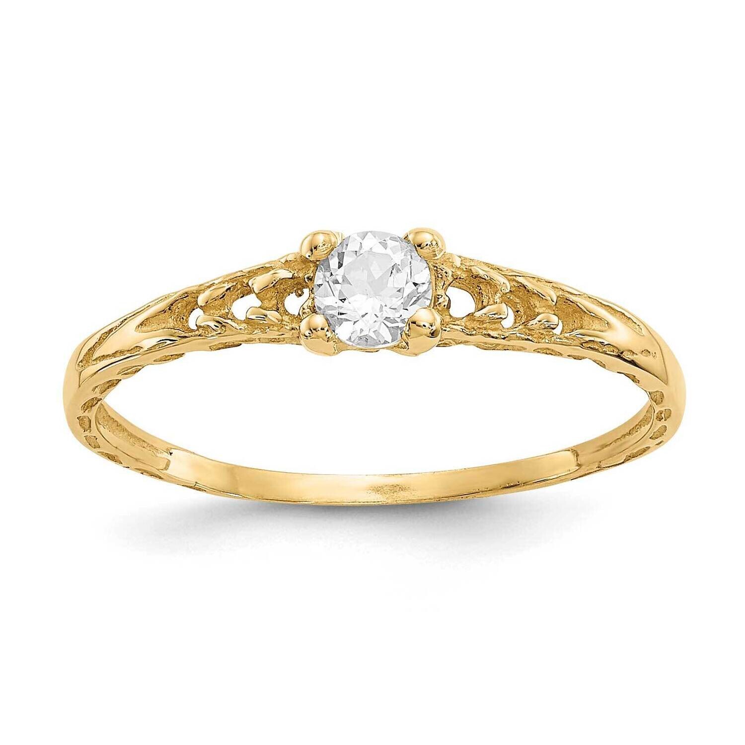 Madi K 3mm White Topaz Birthstone Baby Ring 10k Gold 10GK127, MPN: 10GK127,