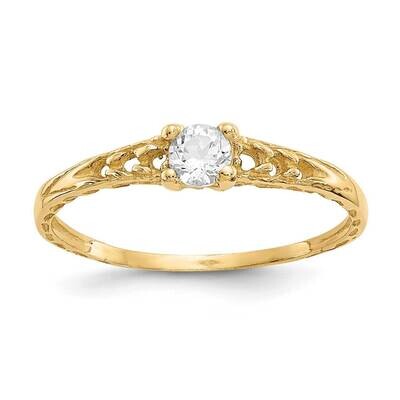 Madi K 3mm White Topaz Birthstone Baby Ring 10k Gold 10GK127, MPN: 10GK127,