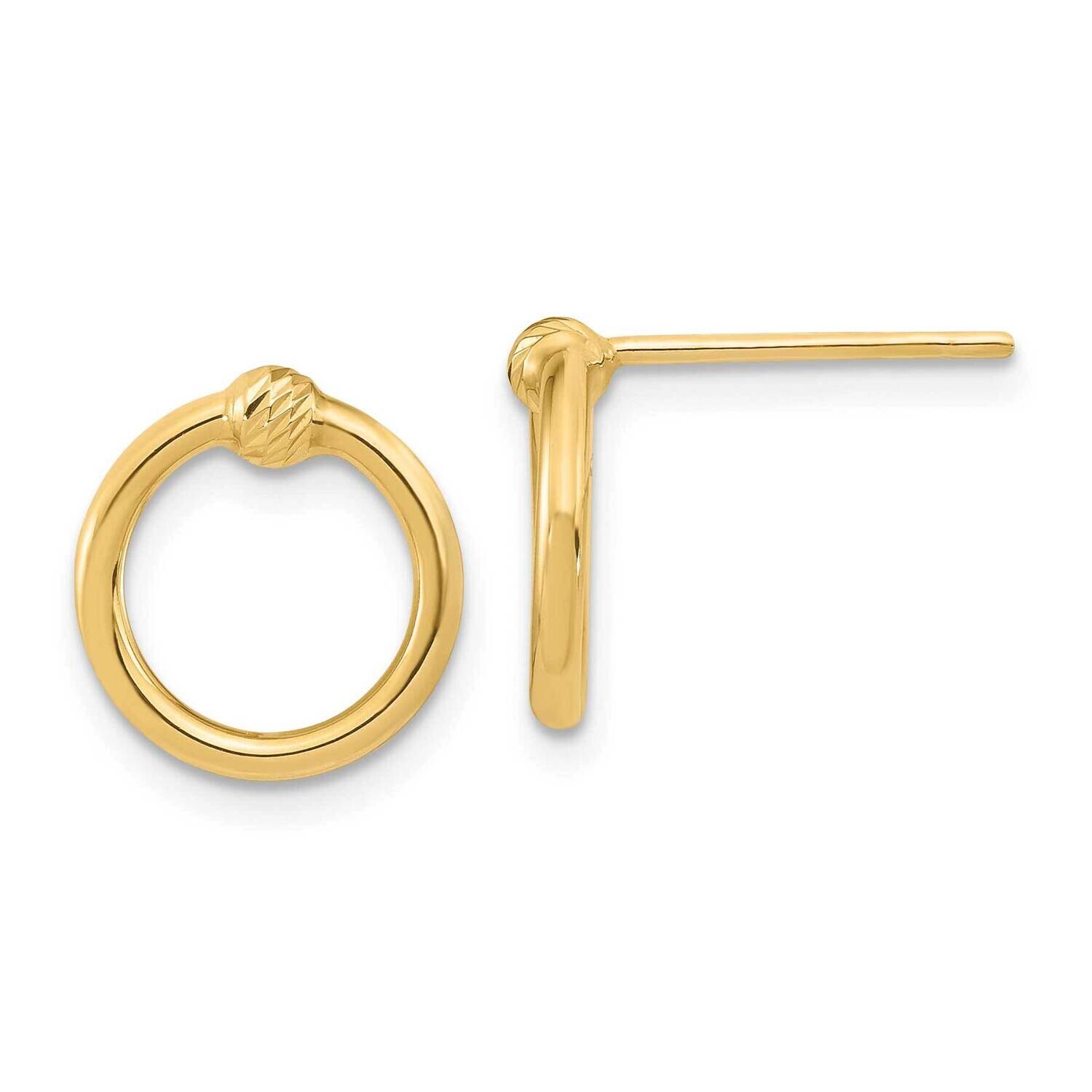 &amp; Diamond-Cut Circle Post Earrings 10k Polished Gold 10TF1986, MPN: 10TF1986,