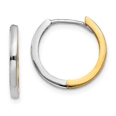Round Hinged Hoop Earrings 10k Two-Tone Gold 10TM593, MPN: 10TM593,