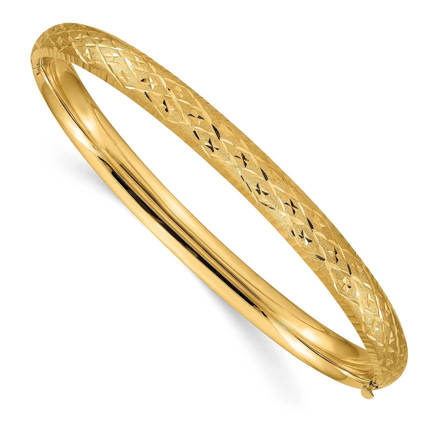 4/16 Diamond-Cut Fancy Hinged Bangle Bracelet 7 Inch 10k Gold 10DB95, MPN: 10DB95,