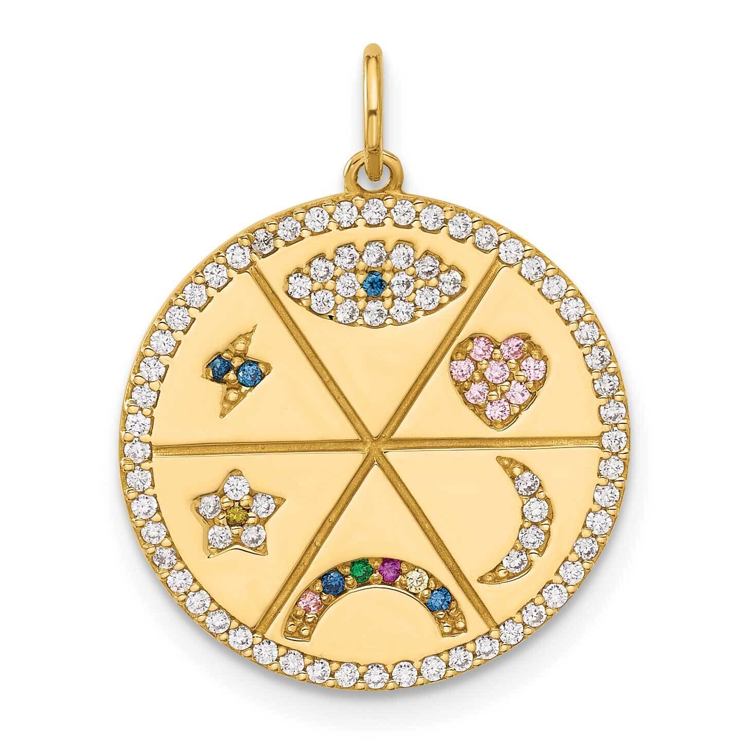 Colorful CZ Good Luck Medallion Charm 10k Polished Gold 10C1487