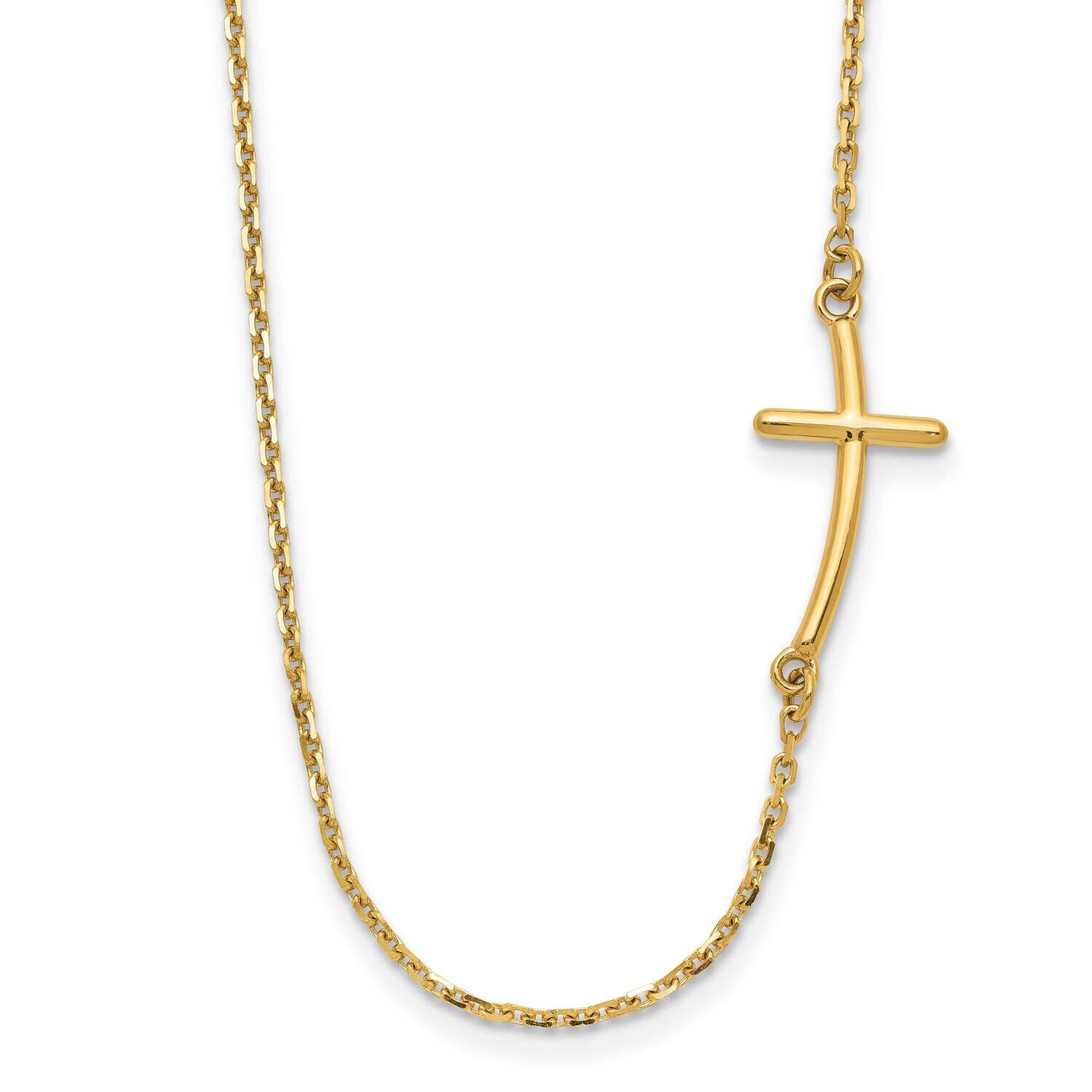 Small Sideways Curved Cross Necklace 10k Gold 10SF2080-19, MPN: 10SF2080-19,