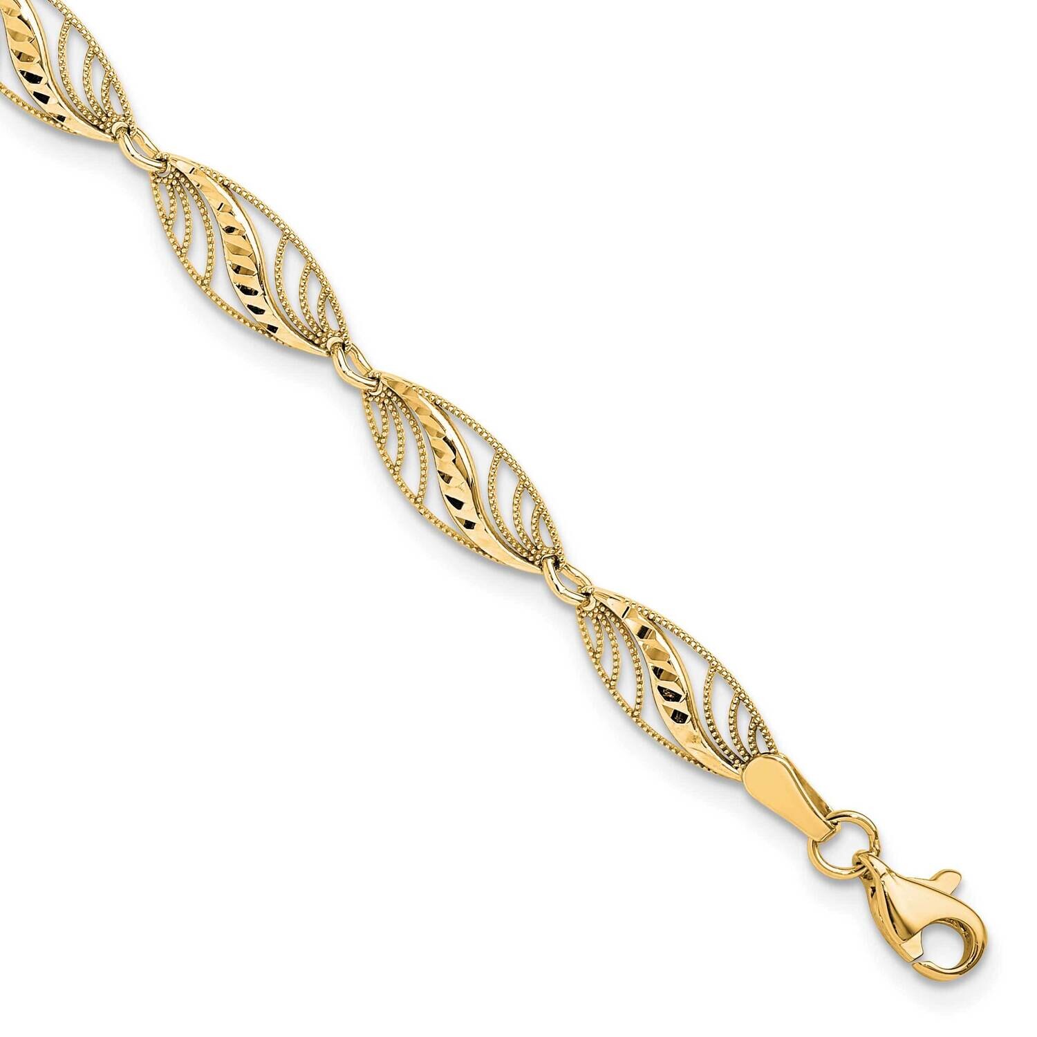 Filigree Diamond Cut 7.25 Inch Bracelet 10k Gold 10FB1336Y-7.25, MPN: 10FB1336Y-7.25,