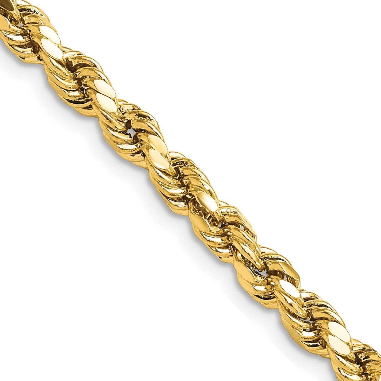 4.9mm Semi-Solid Diamond-Cut Rope Chain 26 Inch 10k Gold 10DH035-26