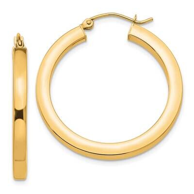 3mm Polished Square Hoop Earrings 10k Gold 10TE538, MPN: 10TE538,