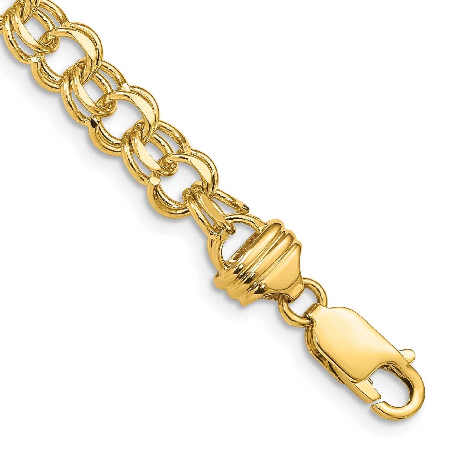 7 Inch 6.5mm Solid Double Link Charm Bracelet 10k Gold 10DOH18-7