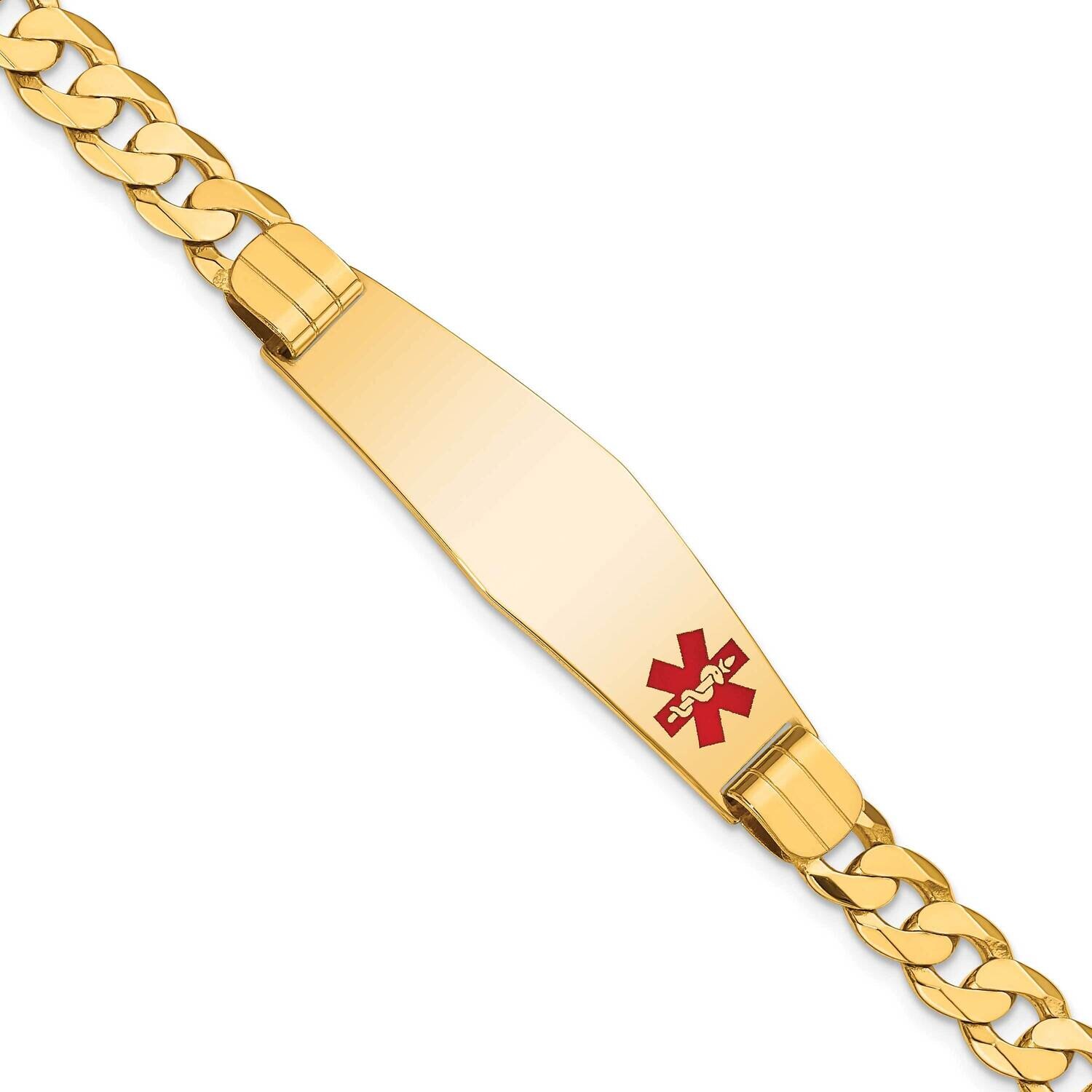 Medical Soft Diamond Shape Red Enamel Curb Link Id Bracelet 8 Inch 10k Gold 10XM581FC-8, MPN: 10XM5…