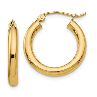 3mm Lightweight Tube Hoop Earrings 10k Polished Gold 10T938L, MPN: 10T938L, 196904097380