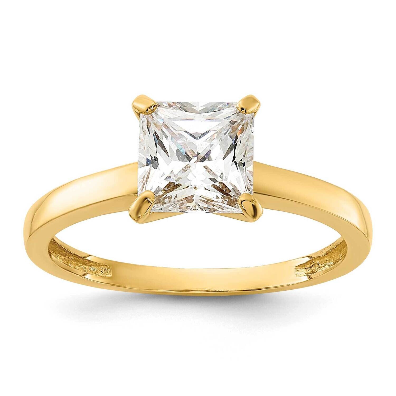 Square CZ Solitaire Ring 10k Polished Gold 10C1509
