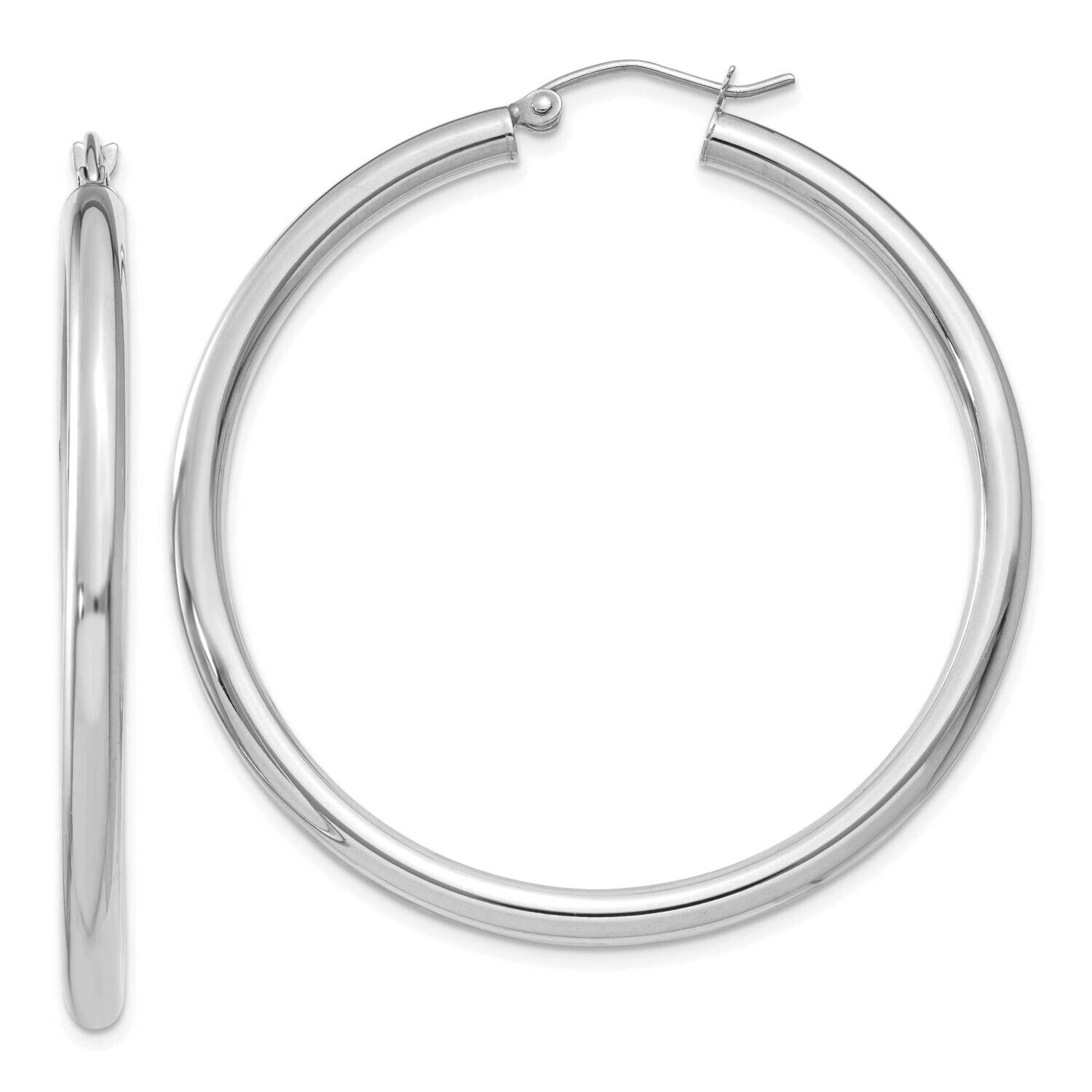 Polished 3mm Lightweight Tube Hoop Earrings 10k White Gold 10T853L, MPN: 10T853L, 196904097397