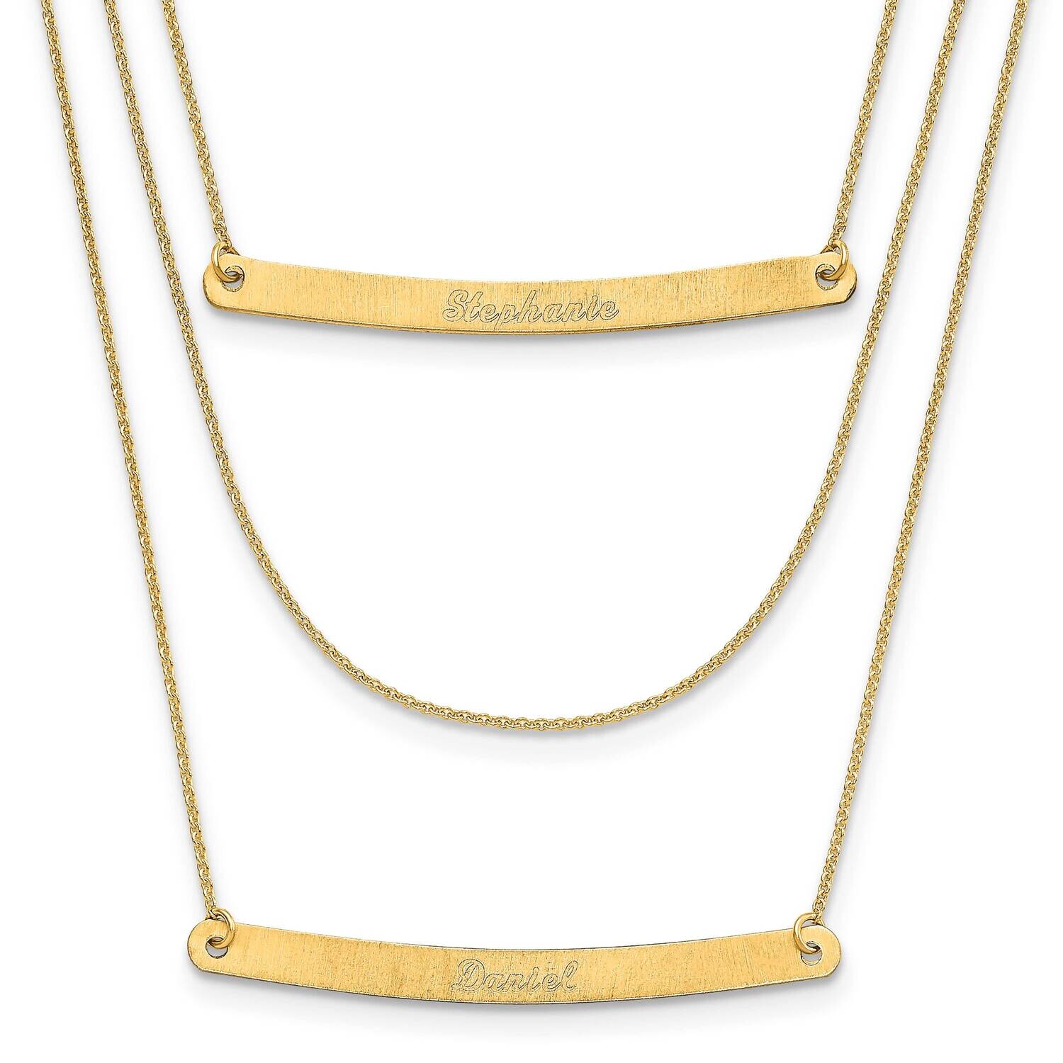 Brushed 3 Chain 2 Bars Necklace 10k Gold 10XNA652Y