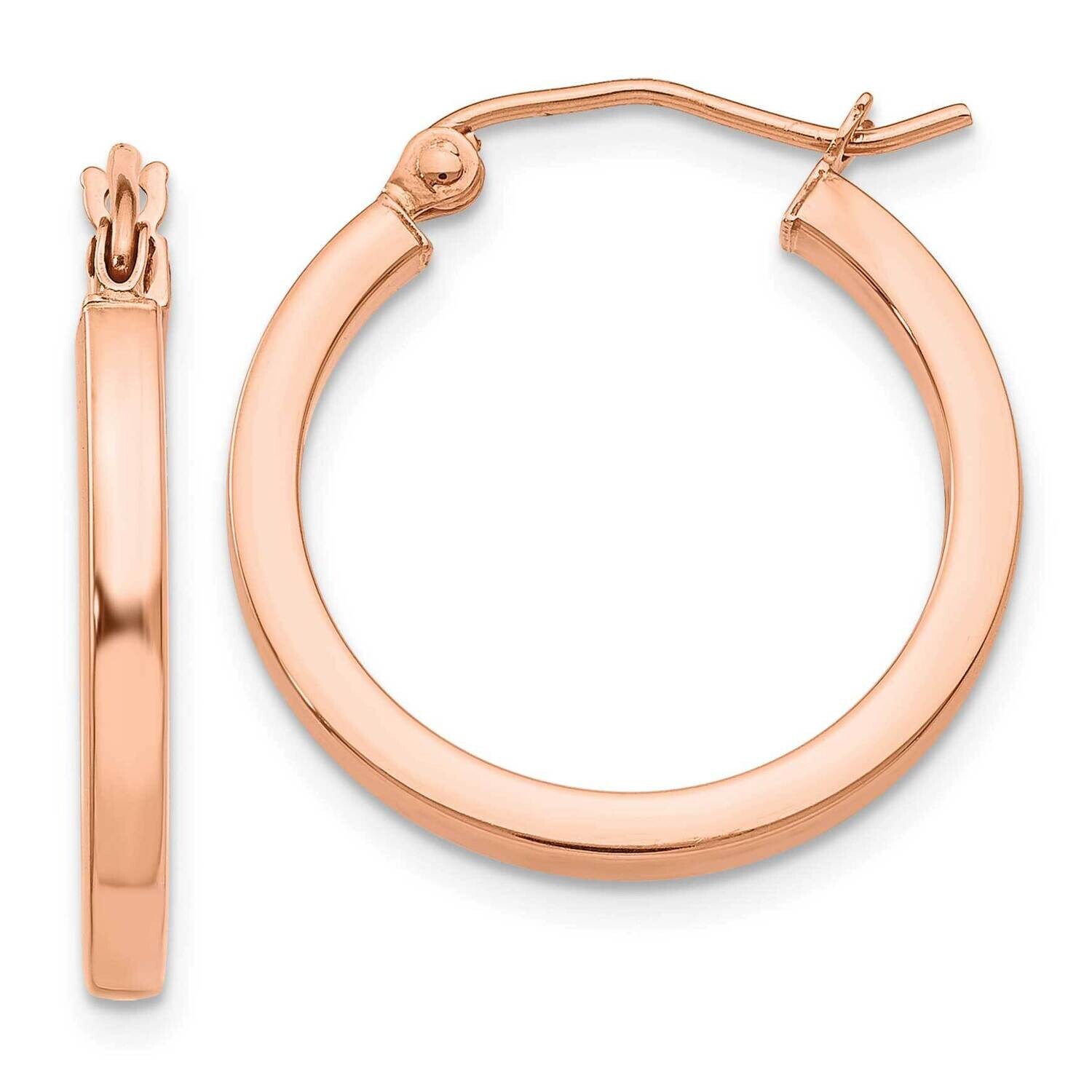 Lightweight Square Tube Hoop Earrings 10k Rose Gold 10TF737, MPN: 10TF737,