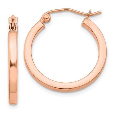 Lightweight Square Tube Hoop Earrings 10k Rose Gold 10TF737, MPN: 10TF737,