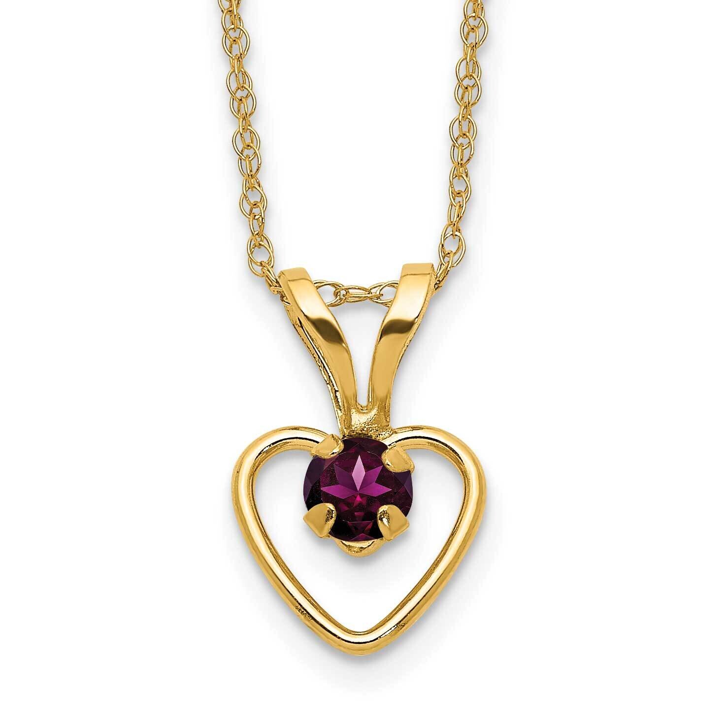 Madi K 3mm Rhodolite Garnet Heart Birthstone Necklace 10k Gold 10GK408-15, MPN: 10GK408-15,