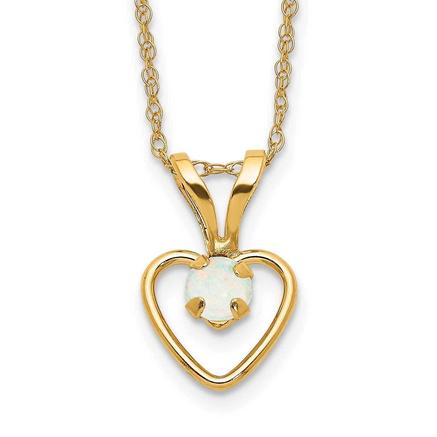 Madi K 3mm Opal Heart Necklace 10k Gold 10GK412-15