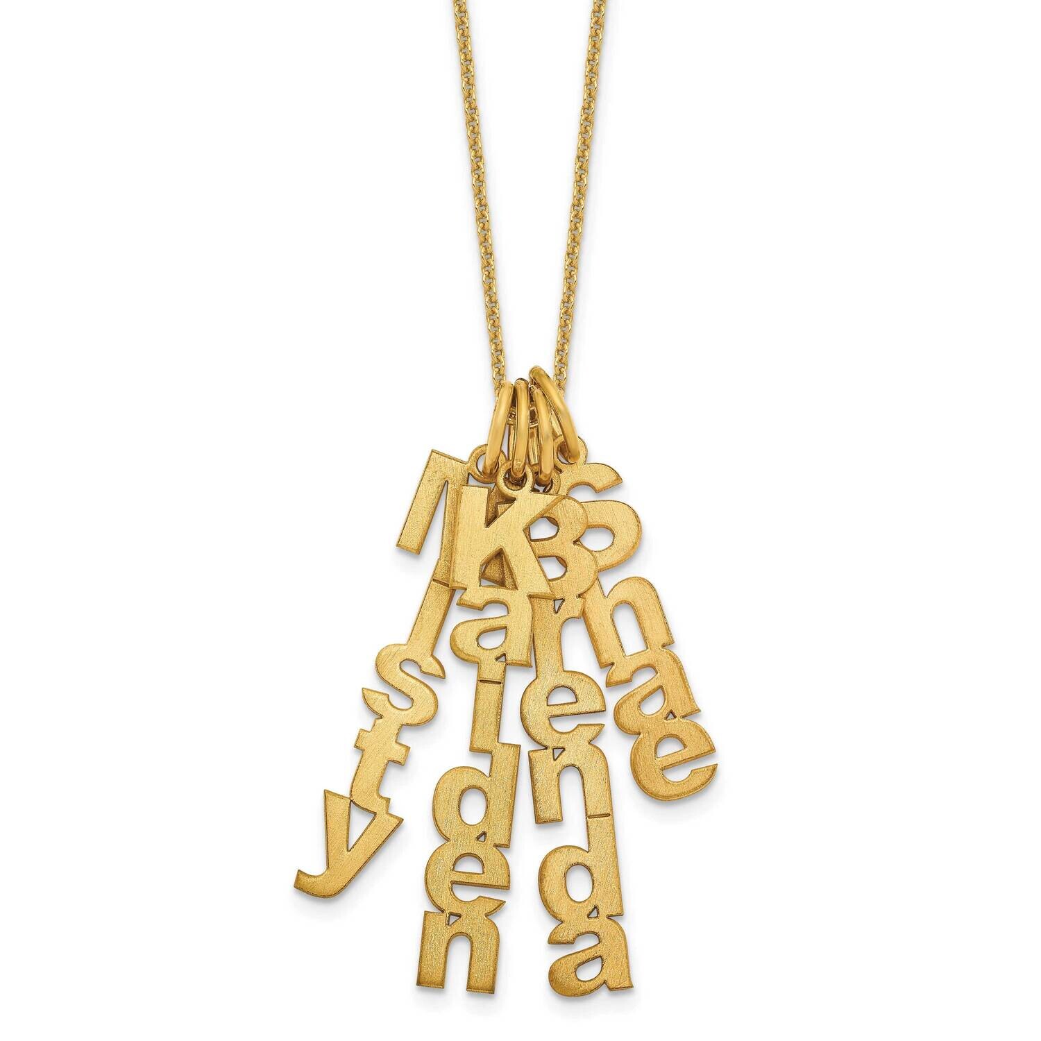Brushed Vertical 4 Name Charm Necklace 10k Gold 10XNA1256/4Y, MPN: 10XNA1256/4Y,