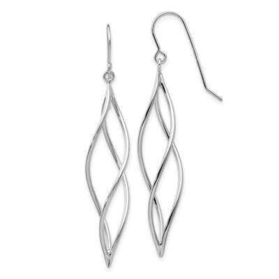 Polished Long Twisted Dangle Earrings 10k White Gold 10TL833, MPN: 10TL833,
