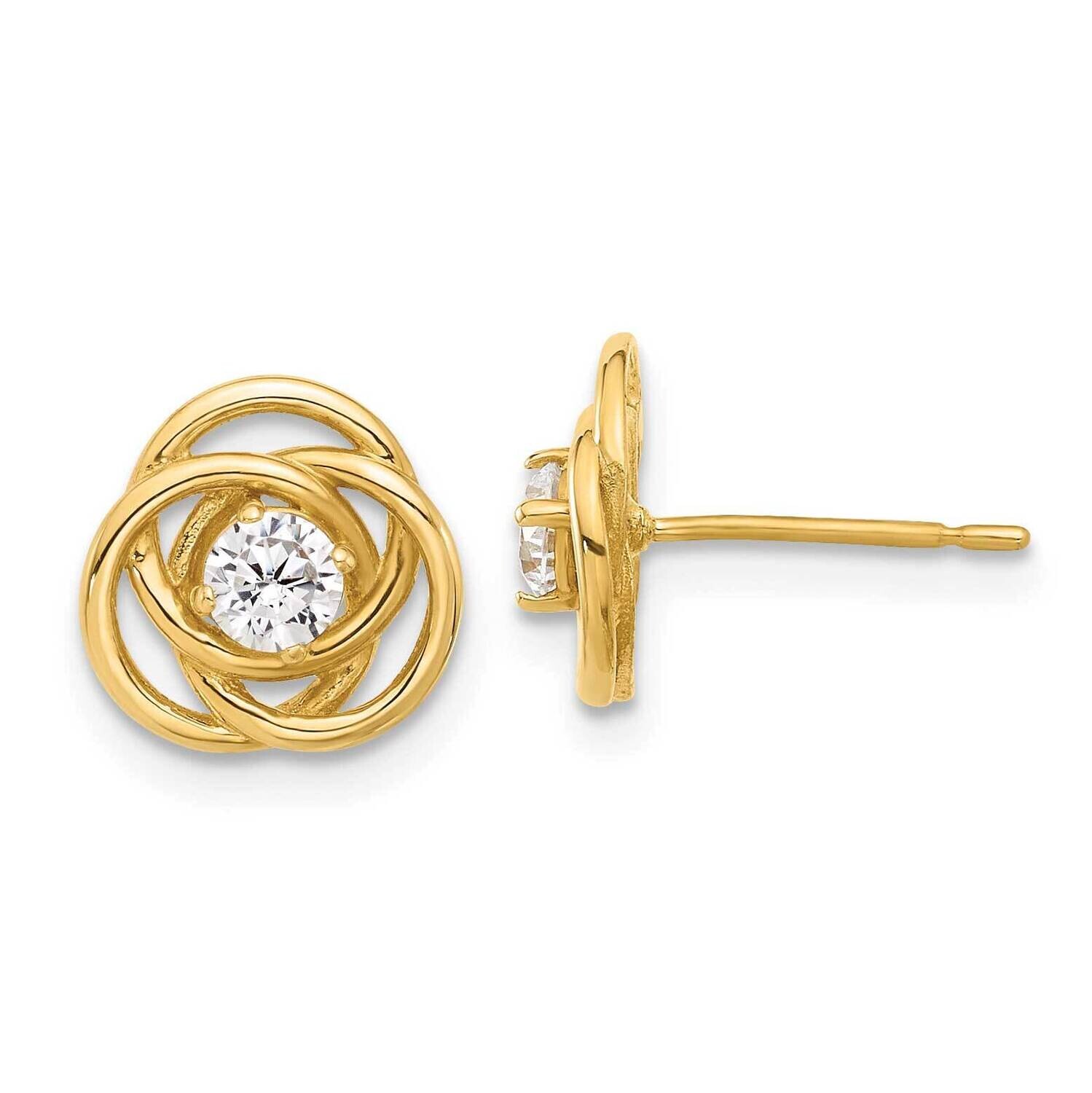 Love Knot CZ Post Earrings 10k Polished Gold 10ER368, MPN: 10ER368,