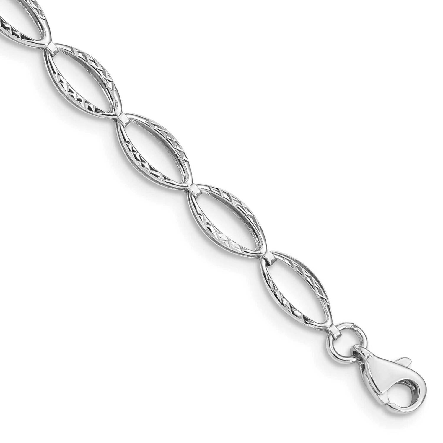 Polished Oval Link Bracelet 7.25 Inch 10k White Gold 10FB1333-7.25