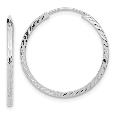 Diamond-Cut Square Tube Endless Hoop Earrings 10k White Gold 10TF996W, MPN: 10TF996W,