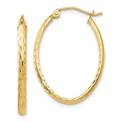 Lightweight Diamond-Cut Oval Hoop Earrings 10k Gold 10TE513, MPN: 10TE513,