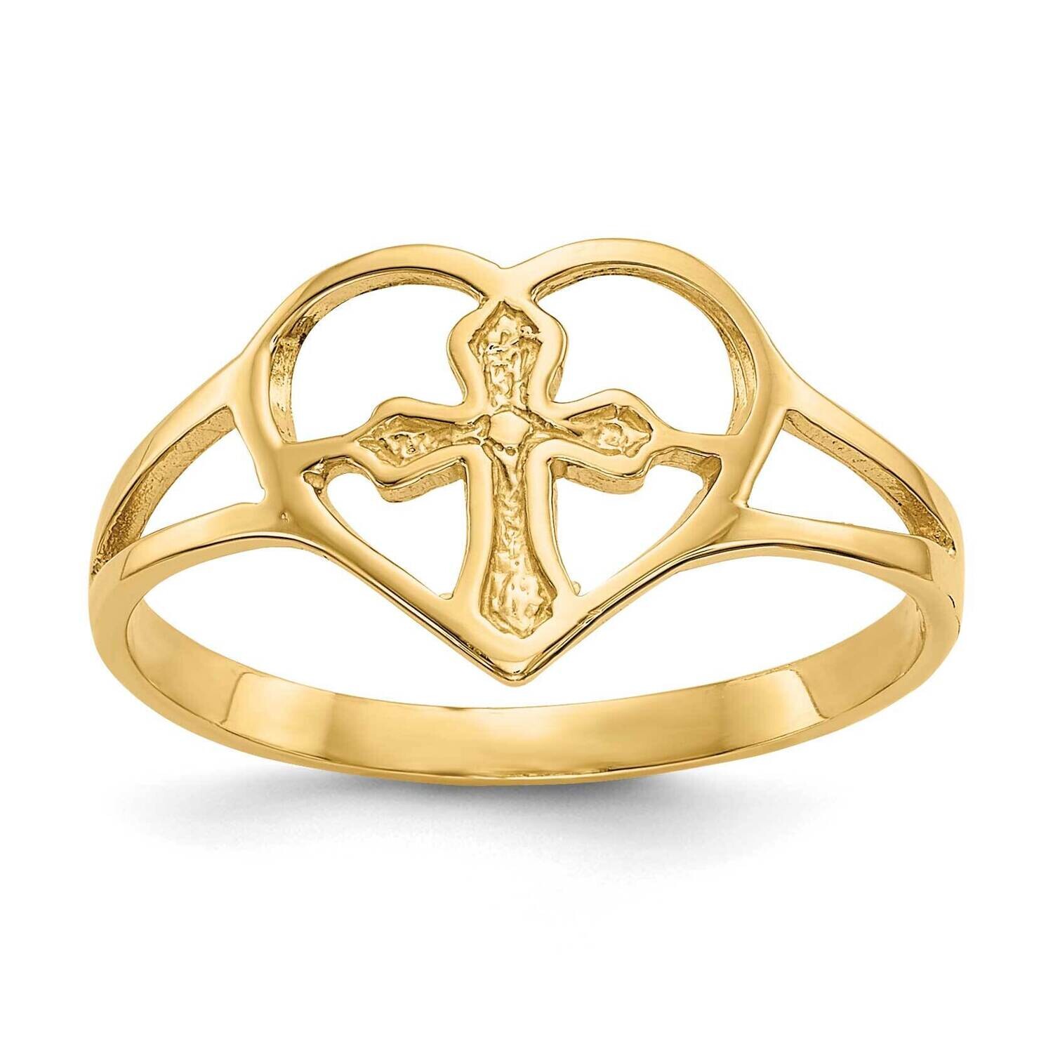 Cross In Heart Ring 10k Gold 10R132