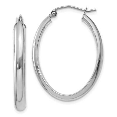 Polished 3.5mm Oval Hoop Earrings 10k White Gold 10TE268, MPN: 10TE268,