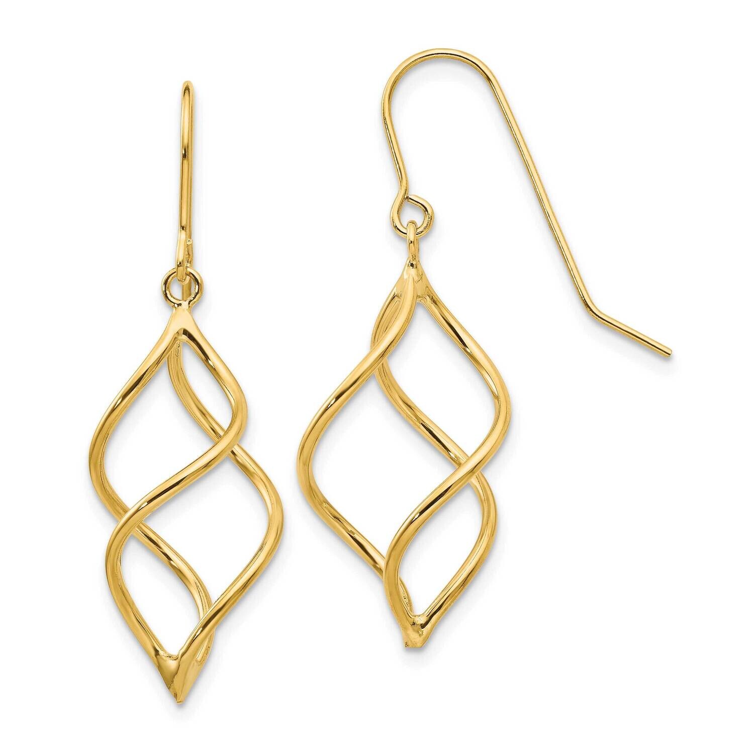 Short Twisted Dangle Earrings 10k Polished Gold 10TL830, MPN: 10TL830,