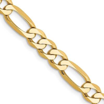 5.25mm Flat Figaro Chain 26 Inch 10k Gold 10FG140-26, MPN: 10FG140-26,