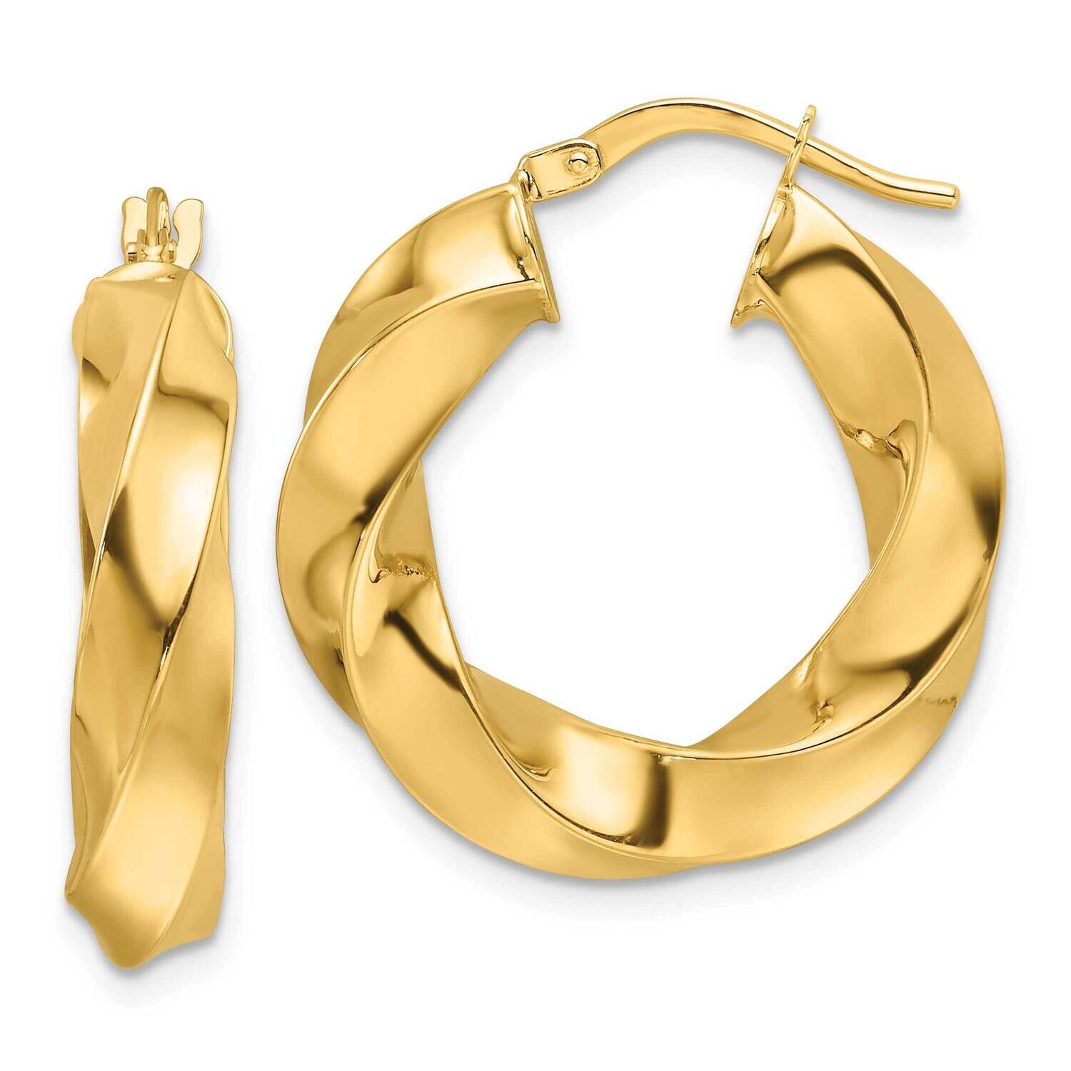 Polished 5.25mm Hollow Twisted Round Hoop Earrings 10k Gold 10ER339, MPN: 10ER339,
