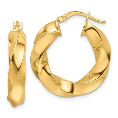 Polished 5.25mm Hollow Twisted Round Hoop Earrings 10k Gold 10ER339, MPN: 10ER339,