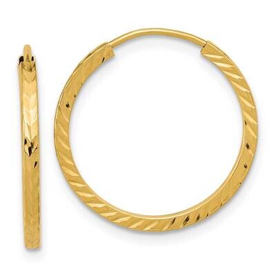 Diamond-Cut Square Tube Endless Hoop Earrings 10k Gold 10TF995, MPN: 10TF995,