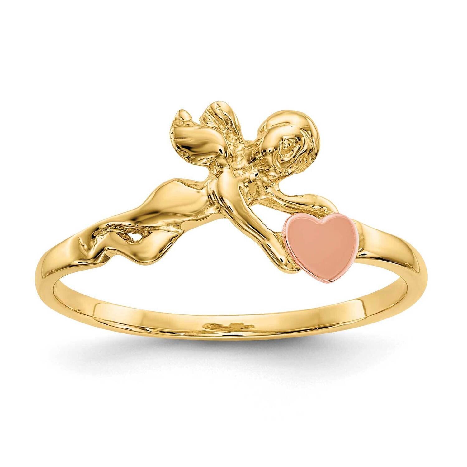 Angel &amp; Satin Heart Ring 10k Two-Tone Gold 10K3891, MPN: 10K3891,