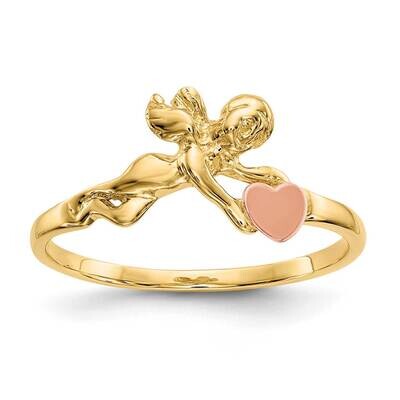 Angel &amp; Satin Heart Ring 10k Two-Tone Gold 10K3891, MPN: 10K3891,