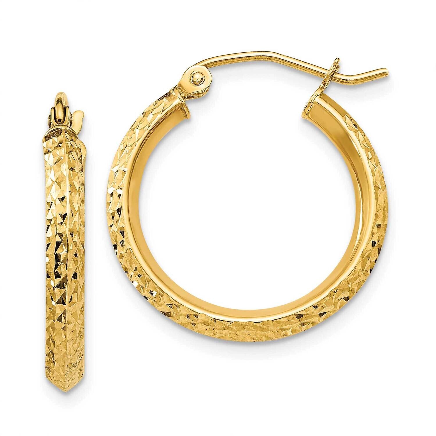 Knife Edge Diamond-Cut 2.5X20mm Hollow Hoop Earrings 10k Gold 10TC818, MPN: 10TC818, 196904147672