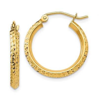 Knife Edge Diamond-Cut 2.5X20mm Hollow Hoop Earrings 10k Gold 10TC818, MPN: 10TC818, 196904147672