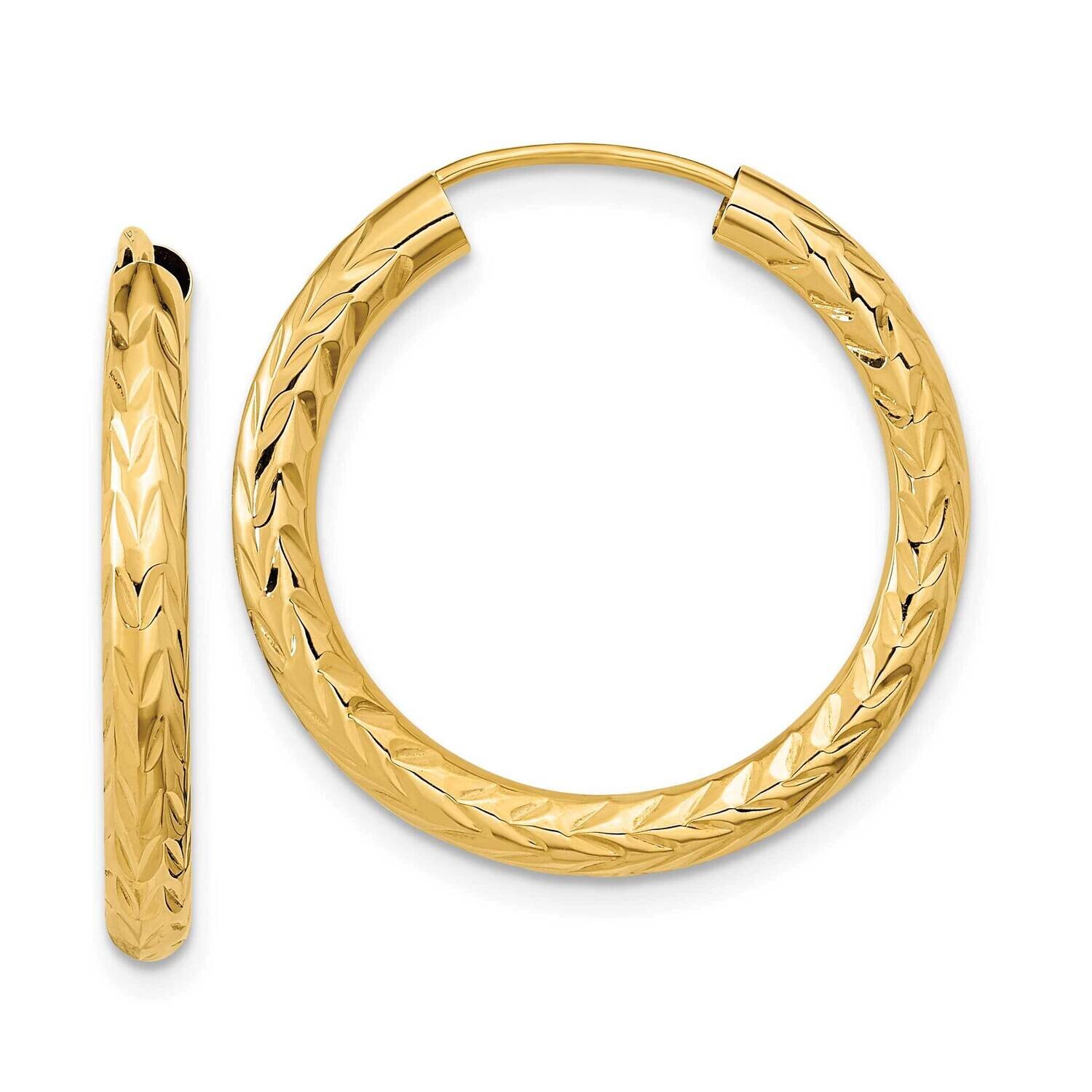 &amp; Diamond-Cut Endless Hoop Earrings 10k Polished Gold 10TF1005, MPN: 10TF1005,