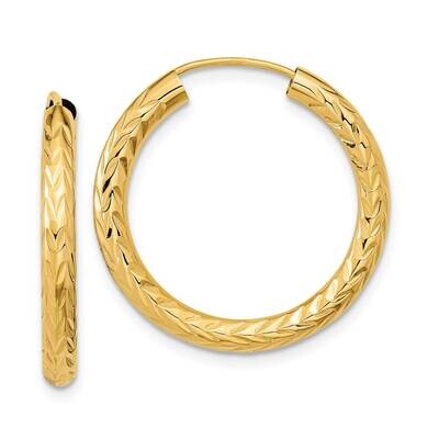 &amp; Diamond-Cut Endless Hoop Earrings 10k Polished Gold 10TF1005, MPN: 10TF1005,