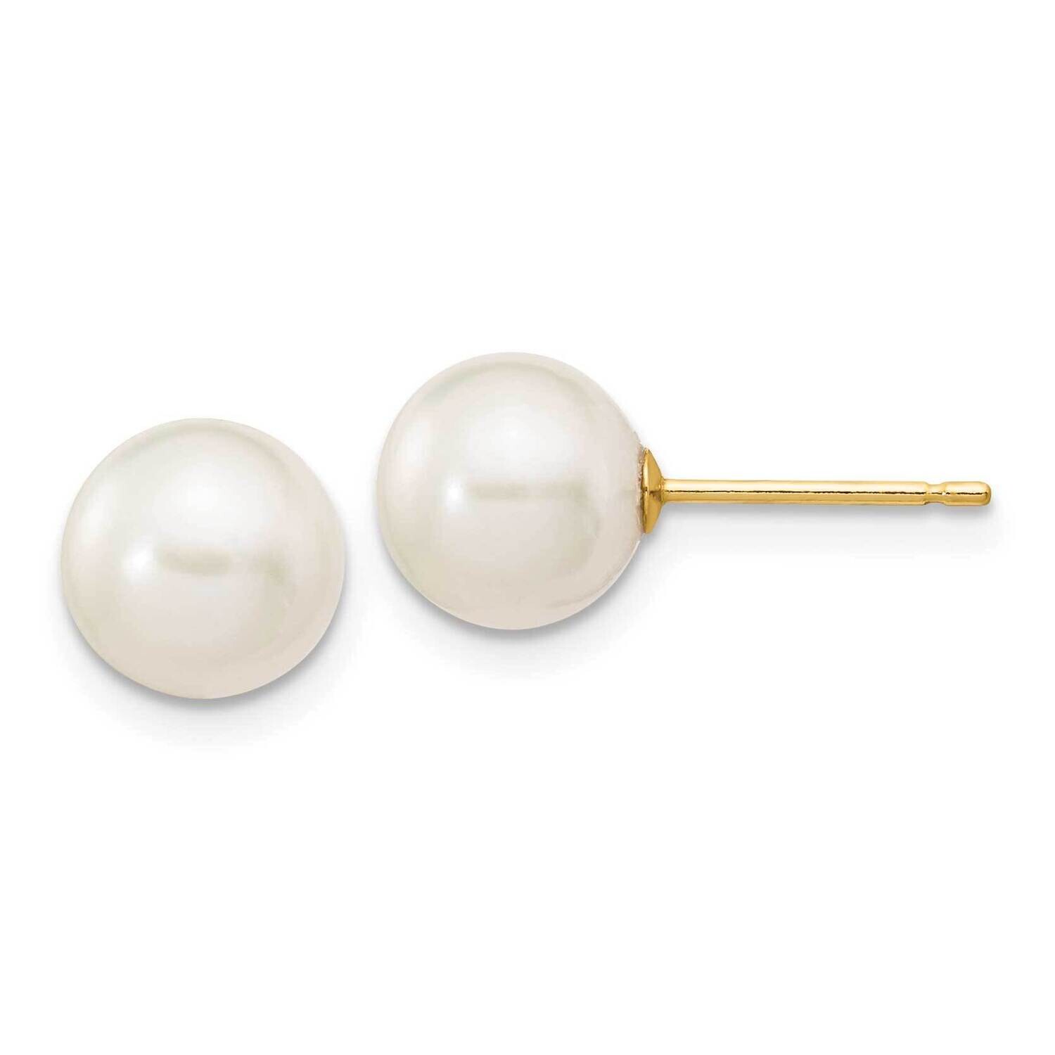 7-8mm White Round Freshwater Cultured Pearl Stud Post Earrings 10k Gold 10X70PW, MPN: 10X70PW,