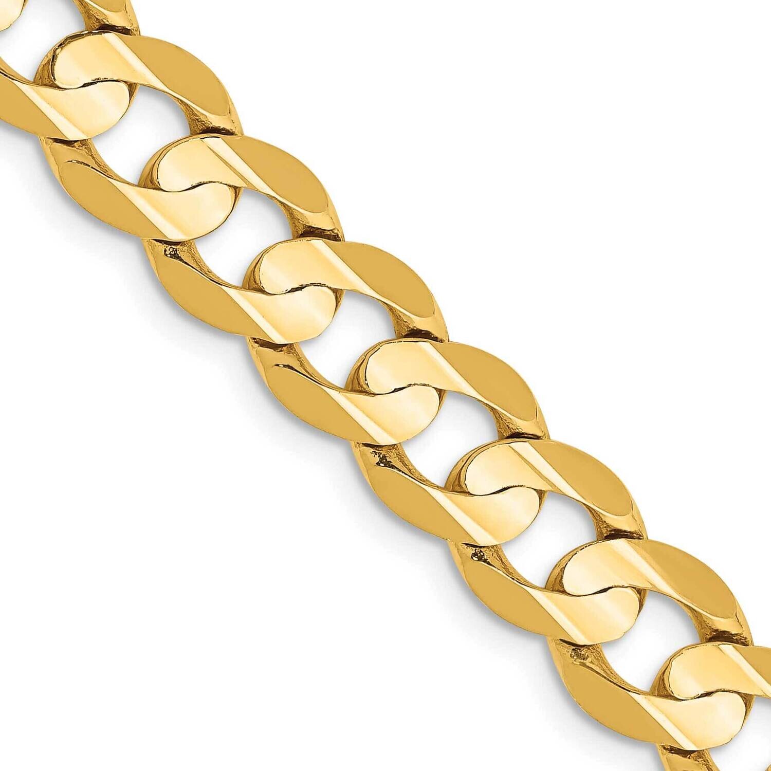 7.5mm Open Concave Curb Chain 26 Inch 10k Gold 10LCR200-26